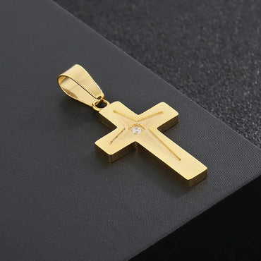 Hip-Hop Cross Solid Color Stainless Steel Plating 18K Gold Plated Charms