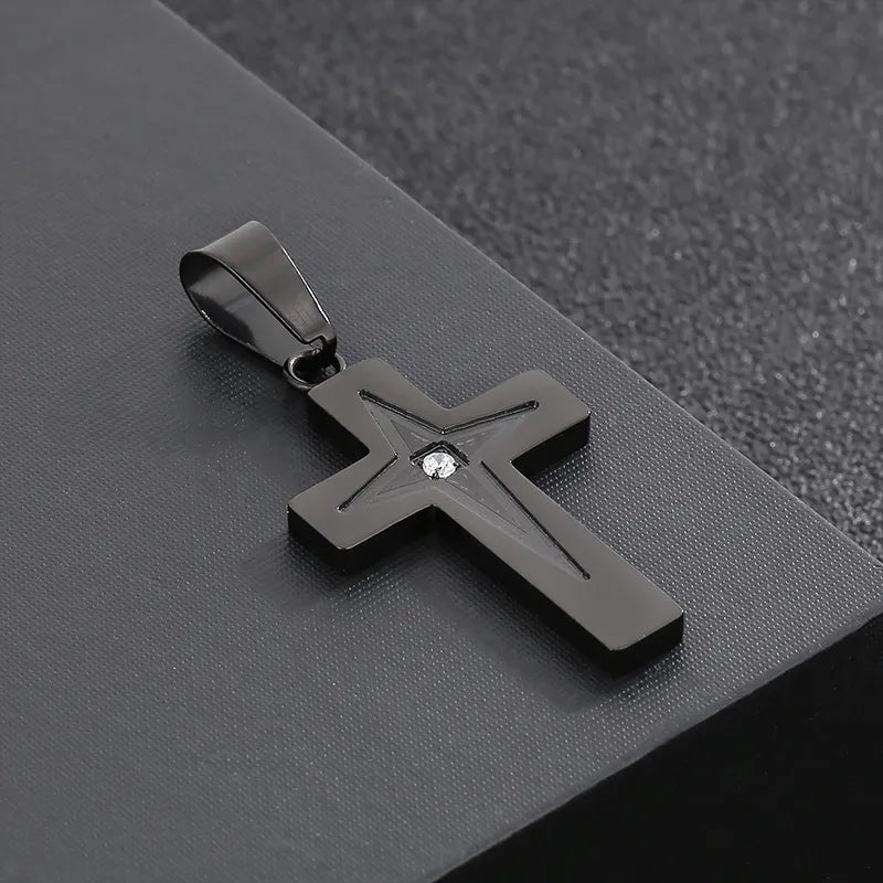 Hip-Hop Cross Solid Color Stainless Steel Plating 18K Gold Plated Charms