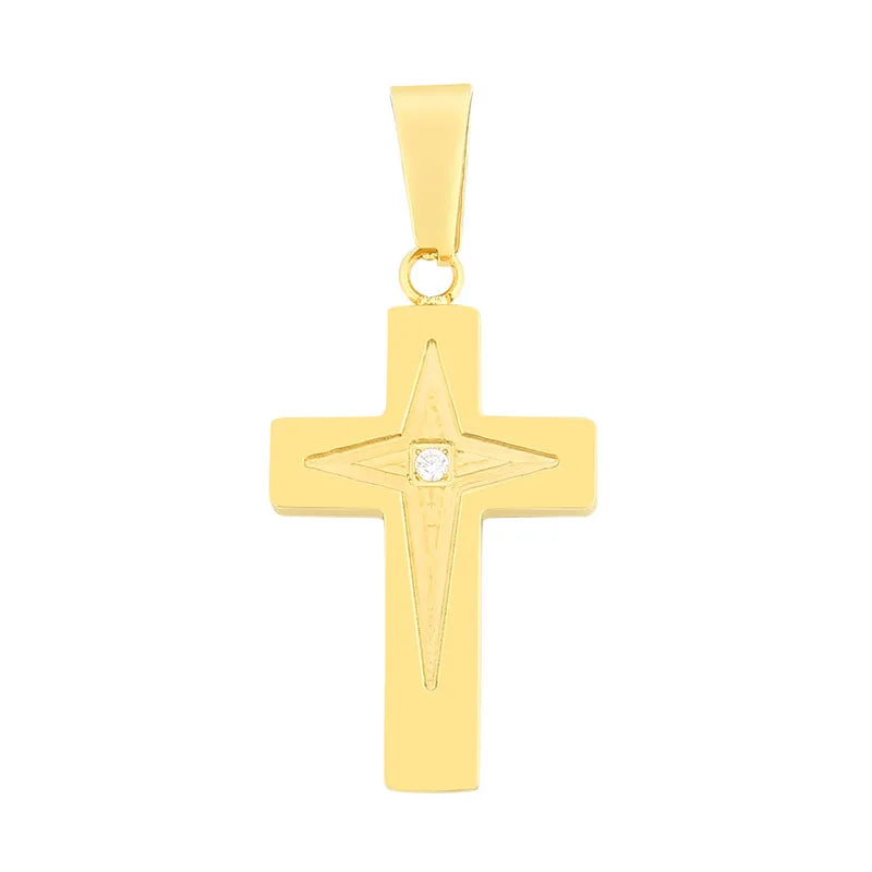 Hip-Hop Cross Solid Color Stainless Steel Plating 18K Gold Plated Charms