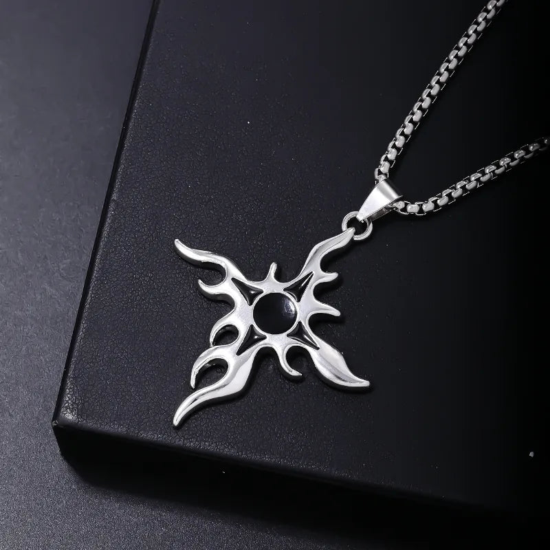 Hip-Hop Cross 304 Stainless Steel Hollow Out Rhodium Plated Men'S Pendant Necklace