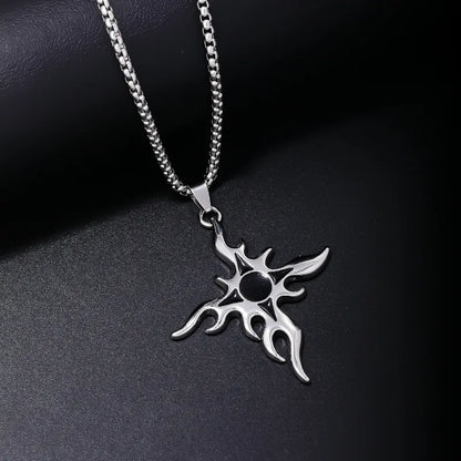 Hip-Hop Cross 304 Stainless Steel Hollow Out Rhodium Plated Men'S Pendant Necklace