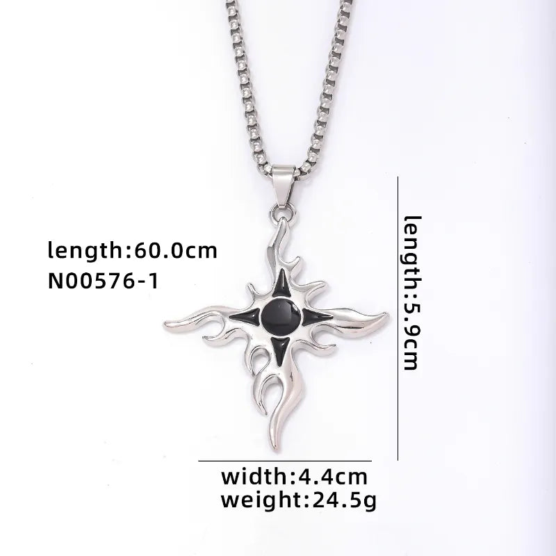 Hip-Hop Cross 304 Stainless Steel Hollow Out Rhodium Plated Men'S Pendant Necklace