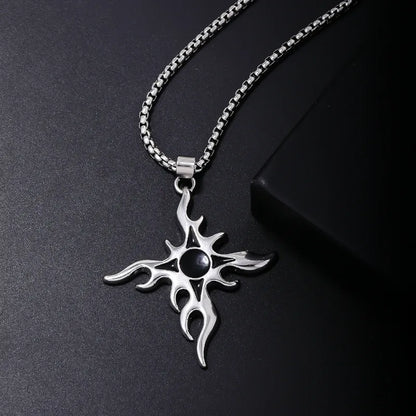 Hip-Hop Cross 304 Stainless Steel Hollow Out Rhodium Plated Men'S Pendant Necklace