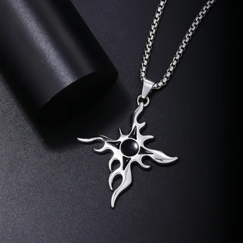 Hip-Hop Cross 304 Stainless Steel Hollow Out Rhodium Plated Men'S Pendant Necklace