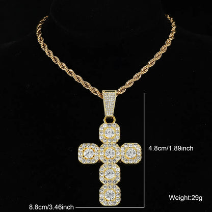 Hip-Hop Cross Stainless Steel Alloy Inlay Rhinestones Men'S Pendant Necklace