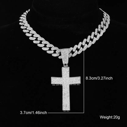 Hip-Hop Cross Stainless Steel Alloy Inlay Rhinestones Unisex Pendant Necklace