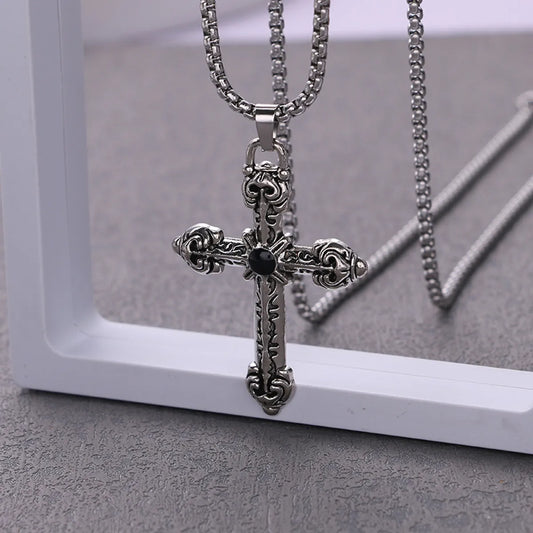 Hip-Hop Cross Stainless Steel Alloy Plating Gold Plated Men'S Pendant Necklace