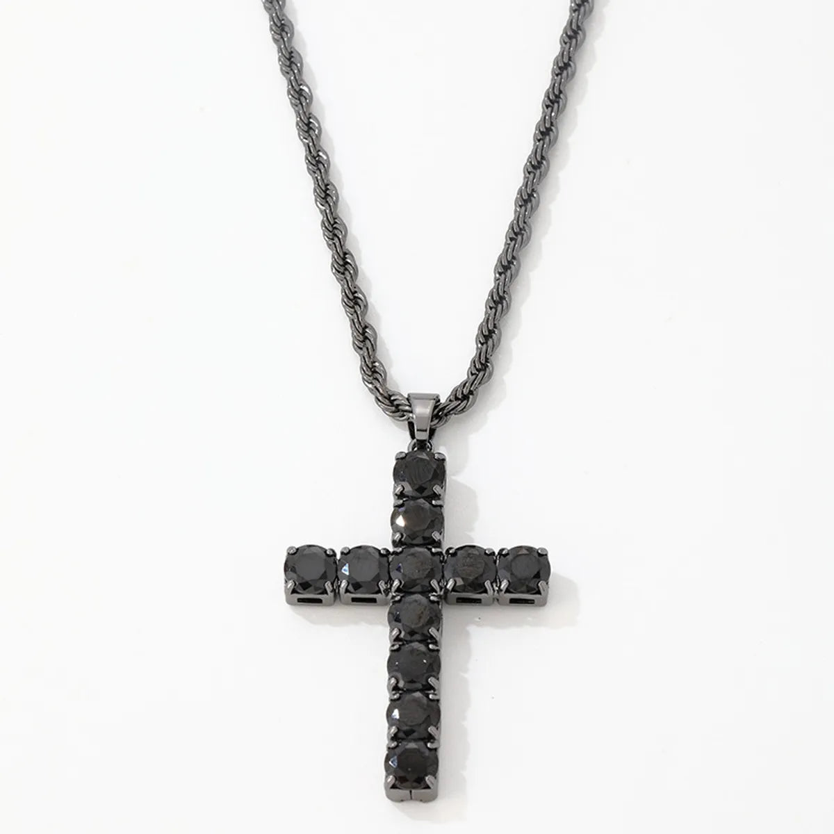 Hip-Hop Cross 304 Stainless Steel Copper Plating Inlay Zircon Men'S Pendant Necklace