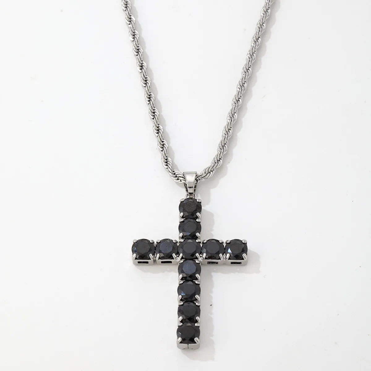 Hip-Hop Cross 304 Stainless Steel Copper Plating Inlay Zircon Men'S Pendant Necklace