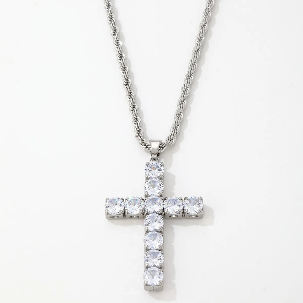 Hip-Hop Cross 304 Stainless Steel Copper Plating Inlay Zircon Men'S Pendant Necklace