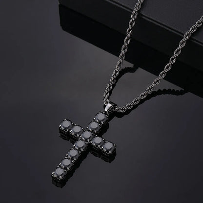 Hip-Hop Cross 304 Stainless Steel Copper Plating Inlay Zircon Men'S Pendant Necklace