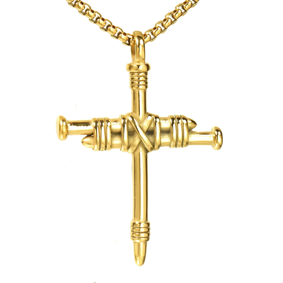 Hip-Hop Cross Stainless Steel Plating None 18K Gold Plated Rhodium Plated Men'S