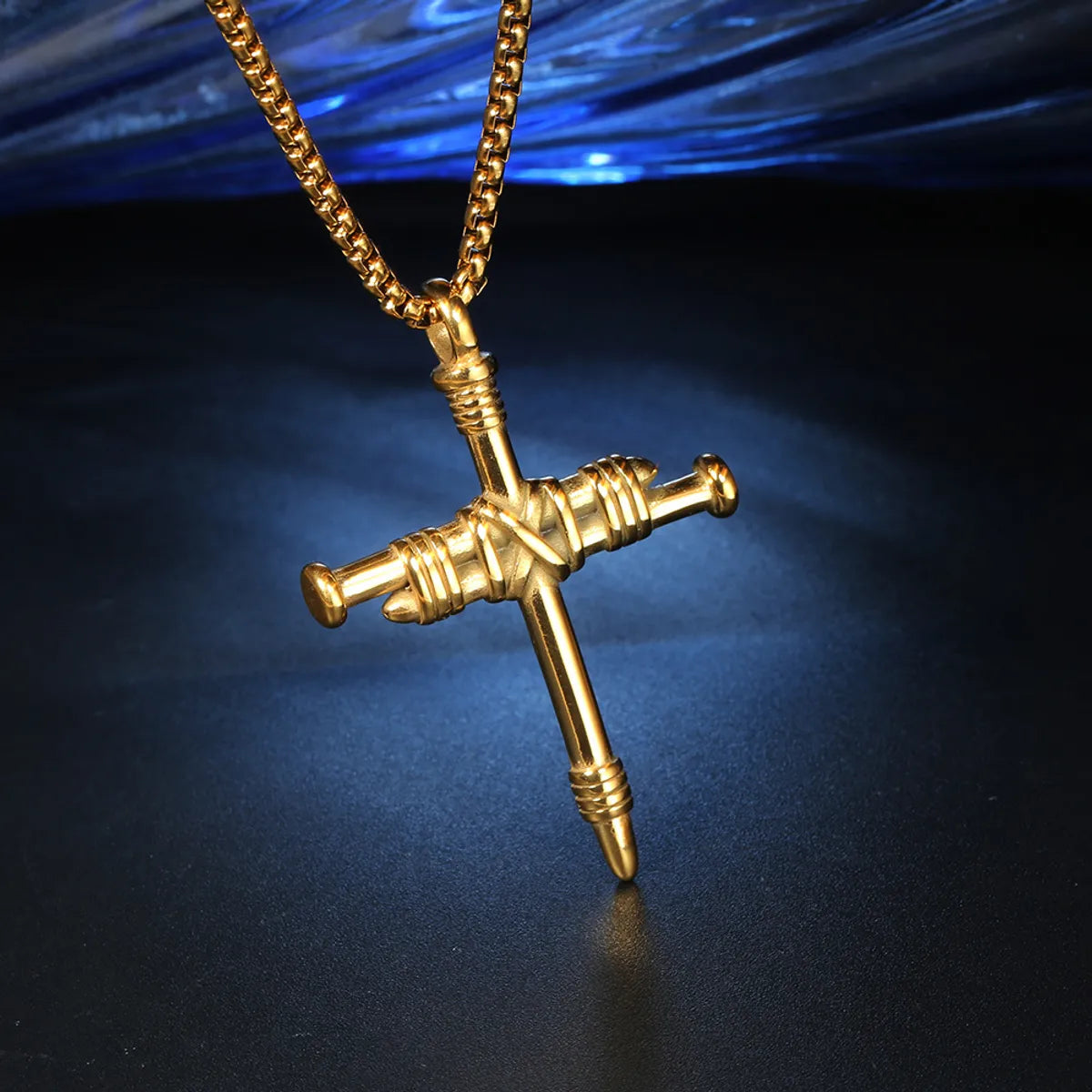 Hip-Hop Cross Stainless Steel Plating None 18K Gold Plated Rhodium Plated Men'S