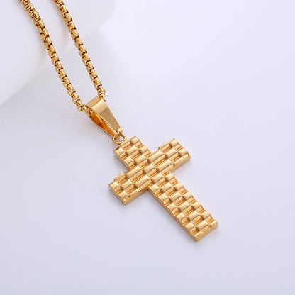 Hip-Hop Cross Stainless Steel Plating Pendant Necklace