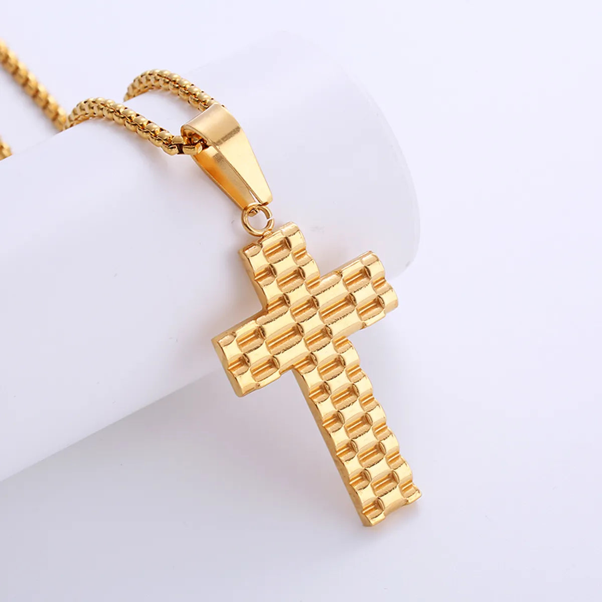 Hip-Hop Cross Stainless Steel Plating Pendant Necklace