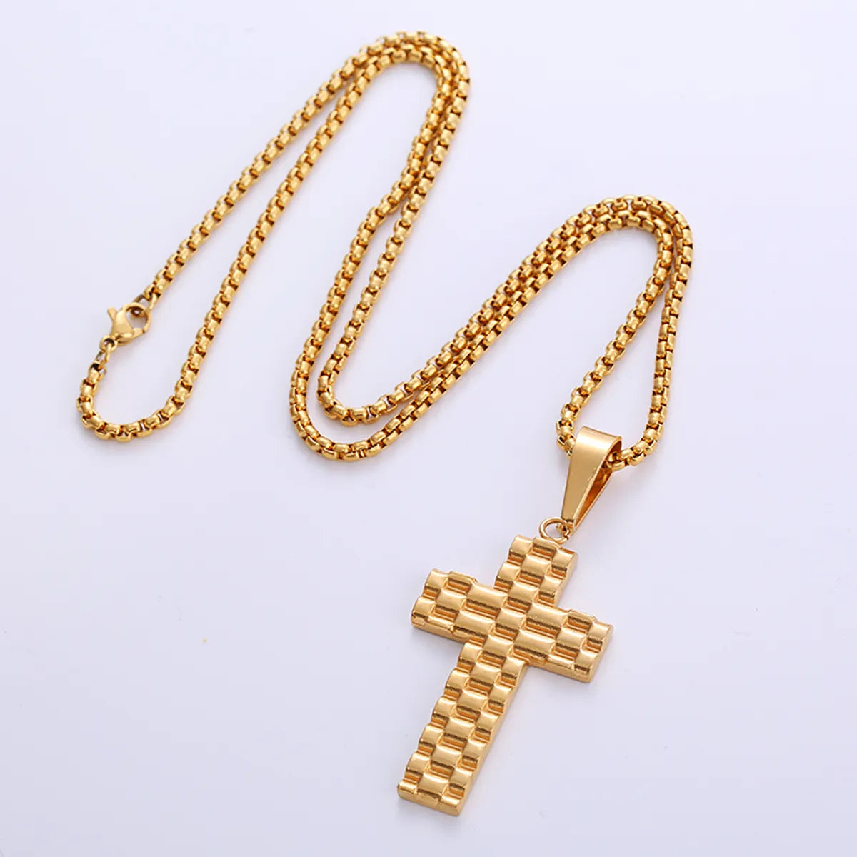 Hip-Hop Cross Stainless Steel Plating Pendant Necklace