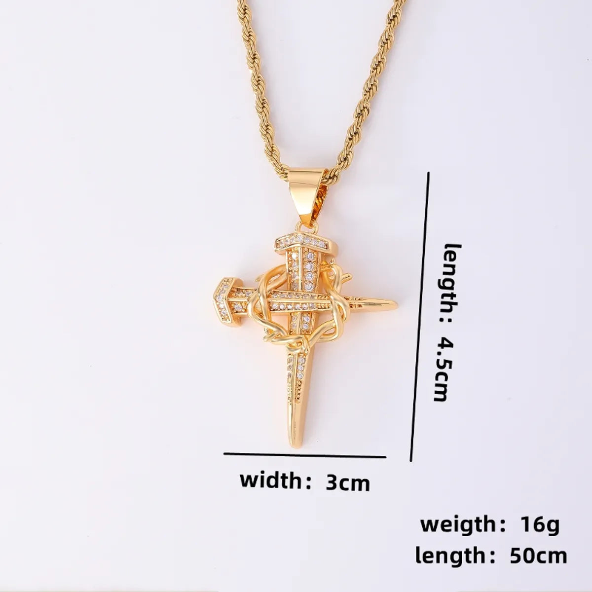 Hip-Hop Cross Stainless Steel Titanium Steel Plating Inlay Zircon K Gold Plated Men'S Pendant Necklace