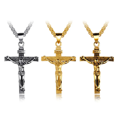 Hip-Hop Cross Stainless Steel Titanium Steel Plating Pendant Necklace 1 Piece