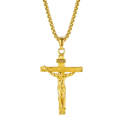 Hip-Hop Cross Stainless Steel Titanium Steel Plating Pendant Necklace 1 Piece