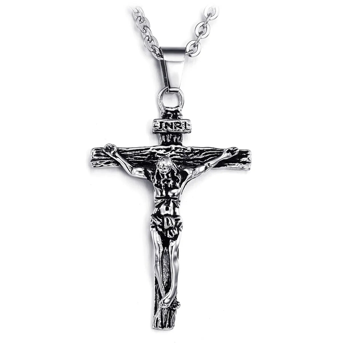 Hip-Hop Cross Stainless Steel Titanium Steel Plating Pendant Necklace 1 Piece