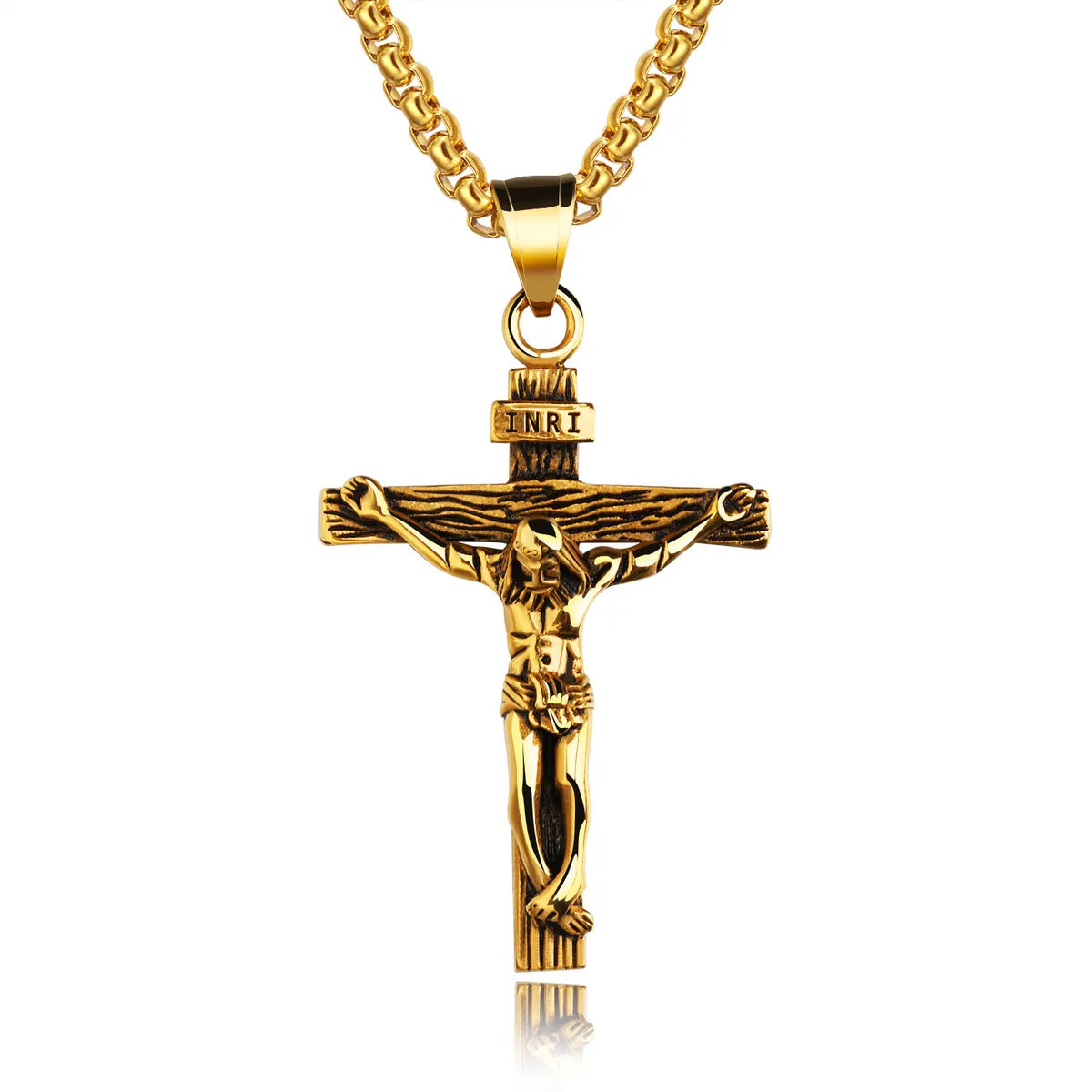 Hip-Hop Cross Stainless Steel Titanium Steel Plating Pendant Necklace 1 Piece