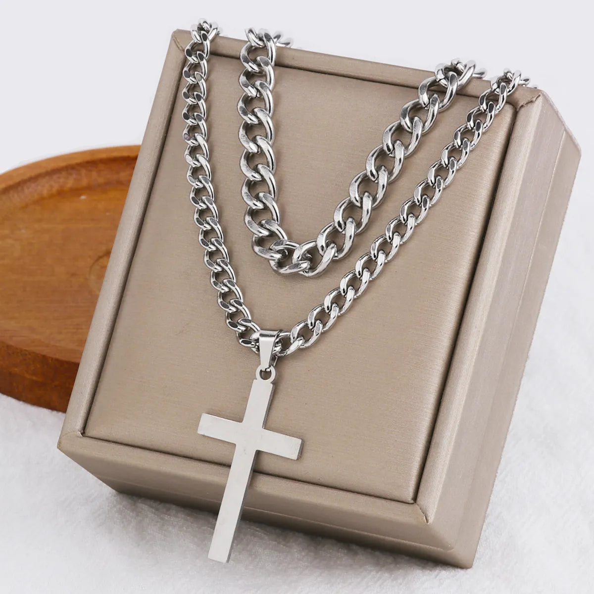 Hip-Hop Cross Stainless Steel Titanium Steel Plating Unisex Pendant Necklace