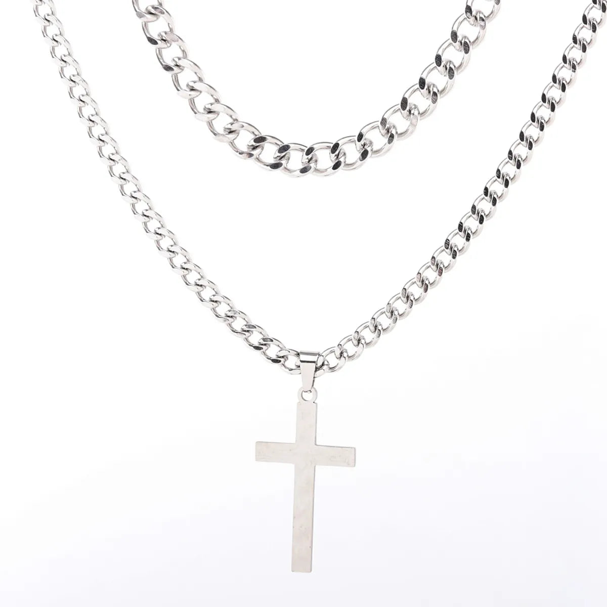 Hip-Hop Cross Stainless Steel Titanium Steel Plating Unisex Pendant Necklace