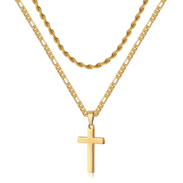 Hip-Hop Cross Stainless Steel Titanium Steel Polishing Unisex Necklace Men Pendant Necklaces