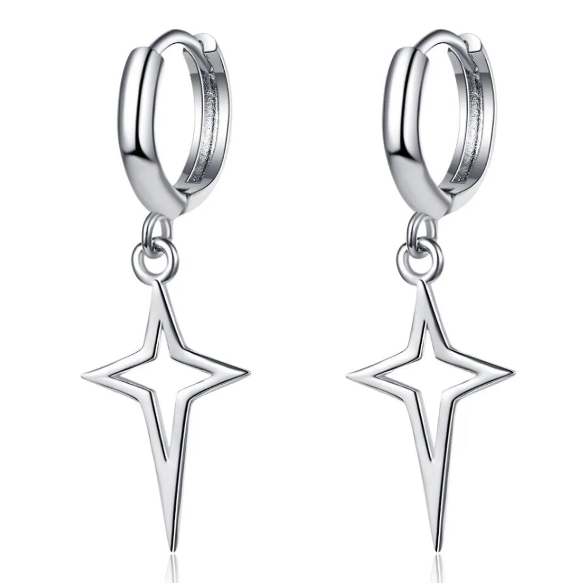 Hip-Hop Cross Star Titanium Steel Hollow Out Dangling Earrings 1 Pair