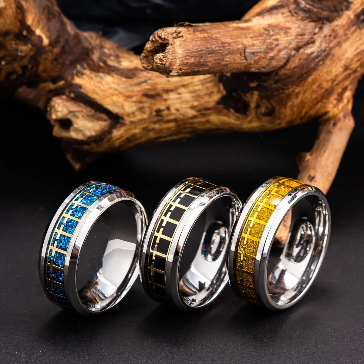 Hip-Hop Cross Titanium Steel Enamel Men'S Rings