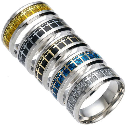 Hip-Hop Cross Titanium Steel Enamel Men'S Rings