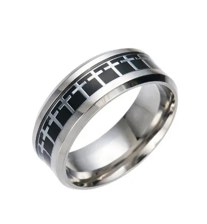 Hip-Hop Cross Titanium Steel Enamel Men'S Rings