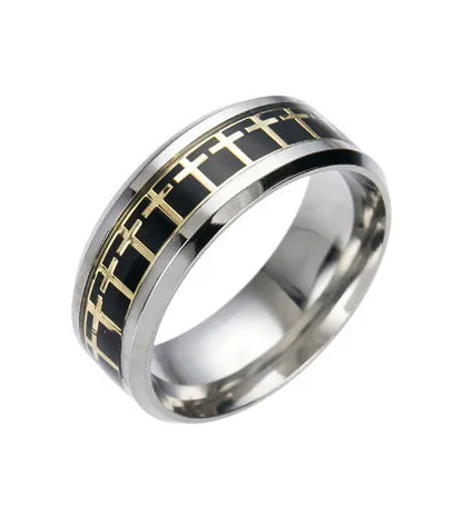 Hip-Hop Cross Titanium Steel Enamel Men'S Rings