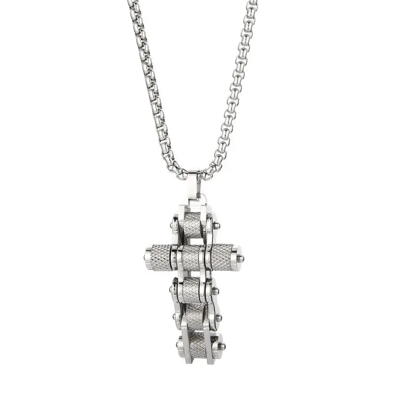 Hip-Hop Cross Titanium Steel Plating Men'S Pendant Necklace