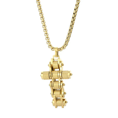 Hip-Hop Cross Titanium Steel Plating Men'S Pendant Necklace