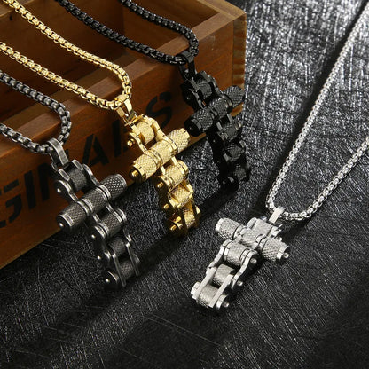 Hip-Hop Cross Titanium Steel Plating Men'S Pendant Necklace