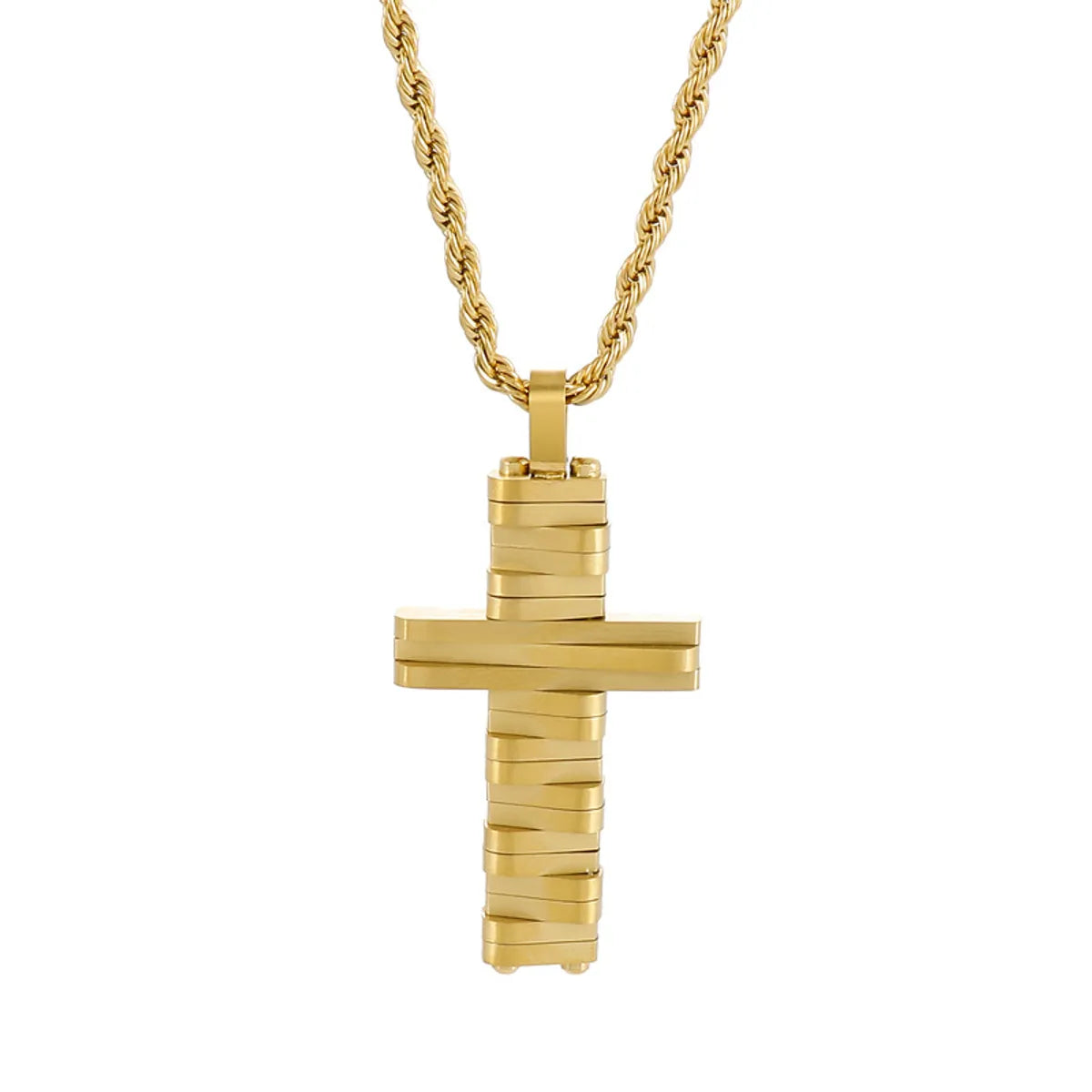 Hip-Hop Cross Titanium Steel Plating Men'S Pendant Necklace