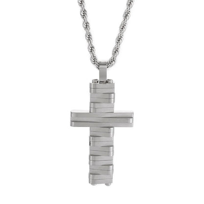 Hip-Hop Cross Titanium Steel Plating Men'S Pendant Necklace