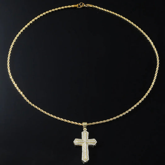 Hip-hop Cross Zircon Alloy Wholesale Pendant Necklace