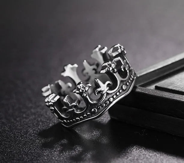 Hip-Hop Crown Titanium Steel Men'S Rings