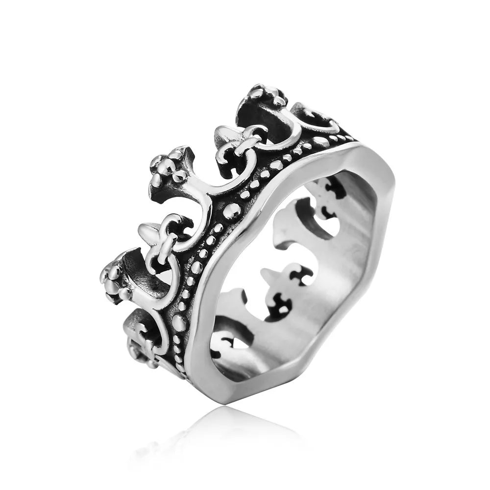 Hip-Hop Crown Titanium Steel Men'S Rings