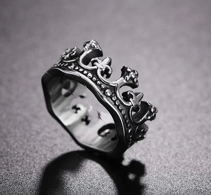 Hip-Hop Crown Titanium Steel Men'S Rings