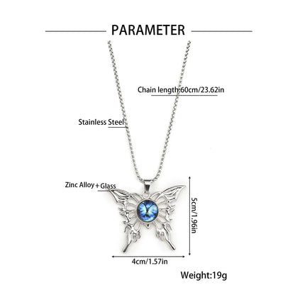 Hip-Hop Butterfly Devil'S Eye Zinc Alloy Plating Men'S Pendant Necklace