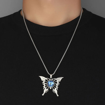 Hip-Hop Butterfly Devil'S Eye Zinc Alloy Plating Men'S Pendant Necklace