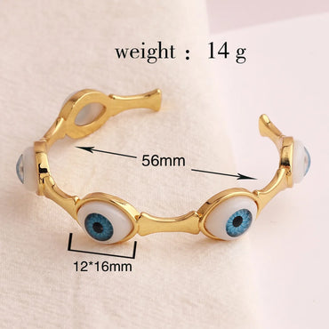 Hip-hop Devil's Eye Copper Gold Plated Bangle