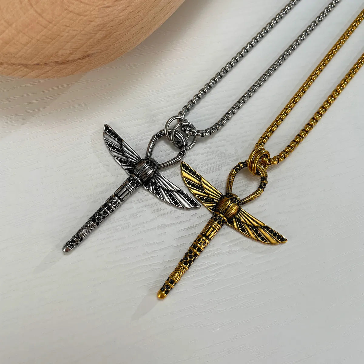 Hip-Hop Dragonfly Stainless Steel No Inlay Men'S Pendant Necklace