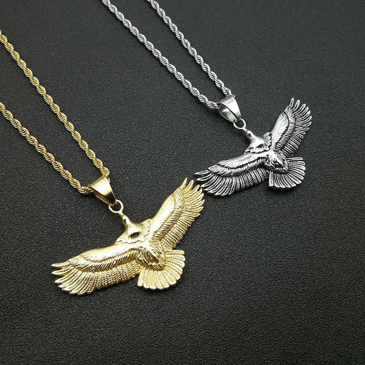 Hip-Hop Eagle Titanium Steel Plating Unisex Pendant Necklace