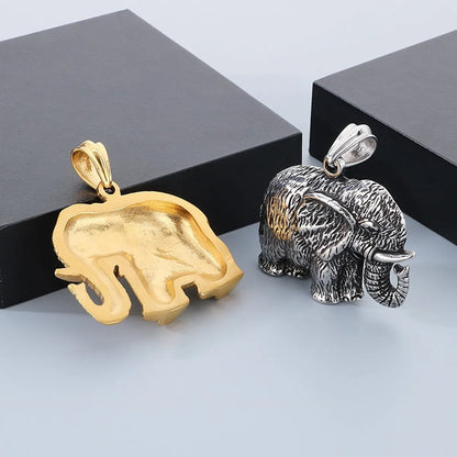 Hip-Hop Elephant 304 Stainless Steel Plating 18K Gold Plated Men'S Pendant Necklace