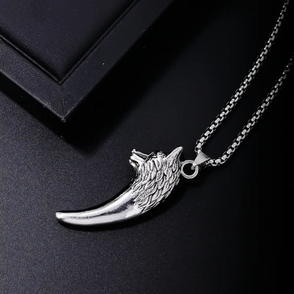 Hip-Hop Ethnic Style Wolf 304 Stainless Steel Plating Rhodium Plated Men'S Pendant Necklace