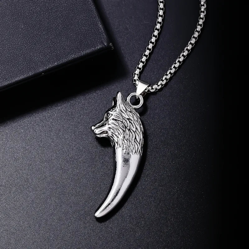 Hip-Hop Ethnic Style Wolf 304 Stainless Steel Plating Rhodium Plated Men'S Pendant Necklace